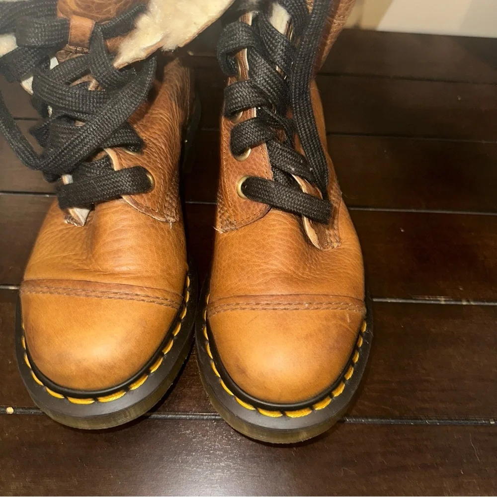 Dr. Martens Fur-Lined Aimilita Grizzly Boots in Tan - Picture 6 of 8